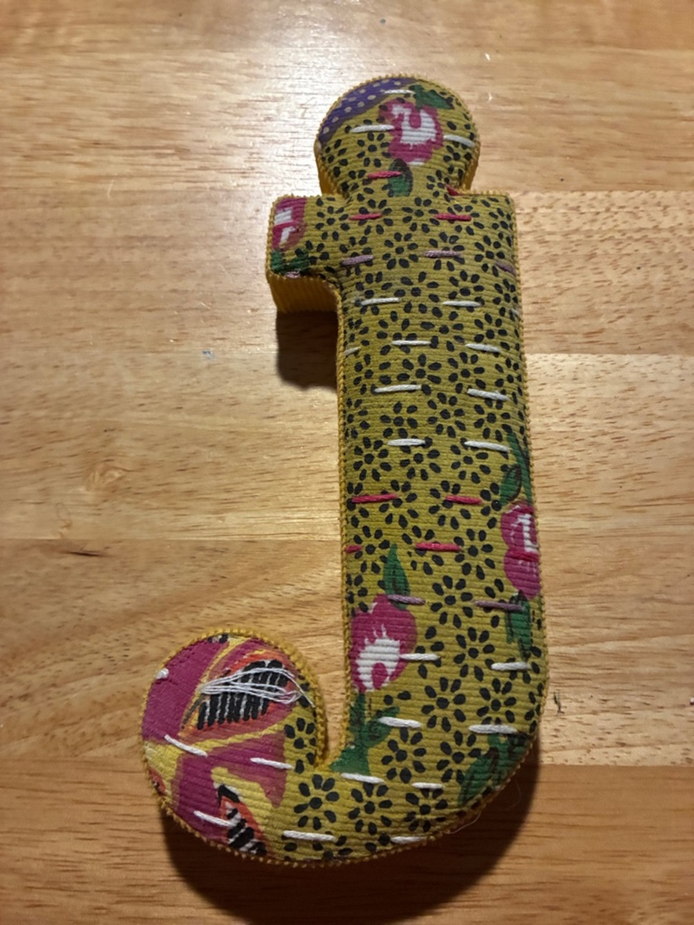 Anthropologie Yellow Fabric Letter J Wall Accent